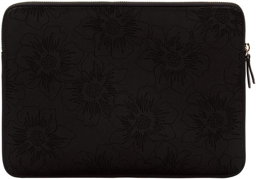 kate spade new york Slim Sleeve for 13" - Reverse Hollyhock Matte/Shiny Black/Gold Zipper/Gold Printed Logo