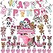 LOL Surprise Decoraciones de cumpleaños Suministros para fiestas Set LOL Doll Cupcake Toppers Banner de feliz cumpleaños Colgantes remolinos para decoraciones de cumpleaños LOL Fiesta infantil