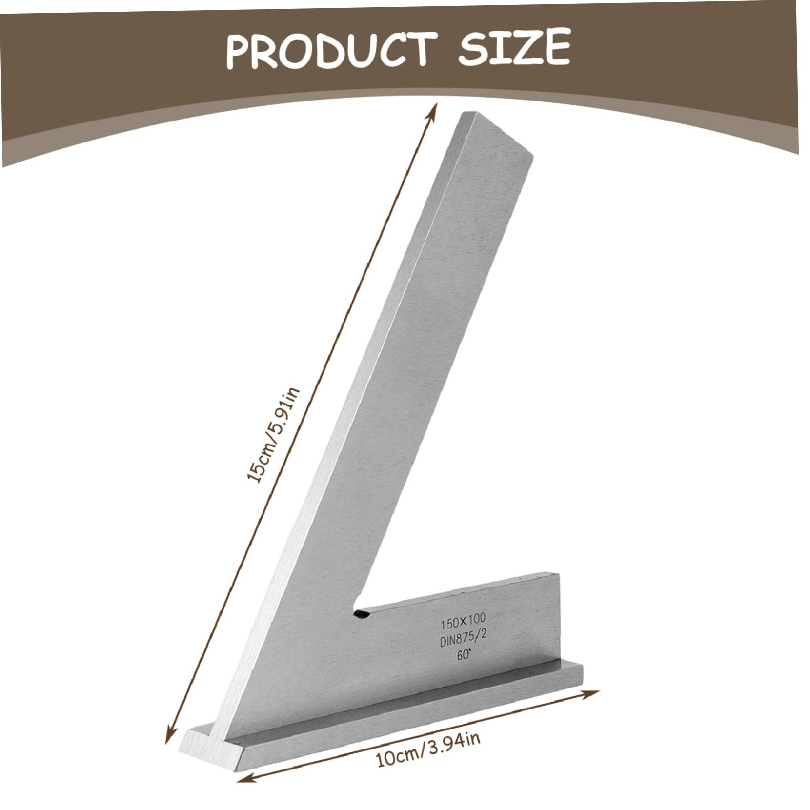 Règle de machiniste carré de machiniste précision à 45 degrés avec base stable règle d'angle standard en acier inoxydable 6 x 4 pouces argent