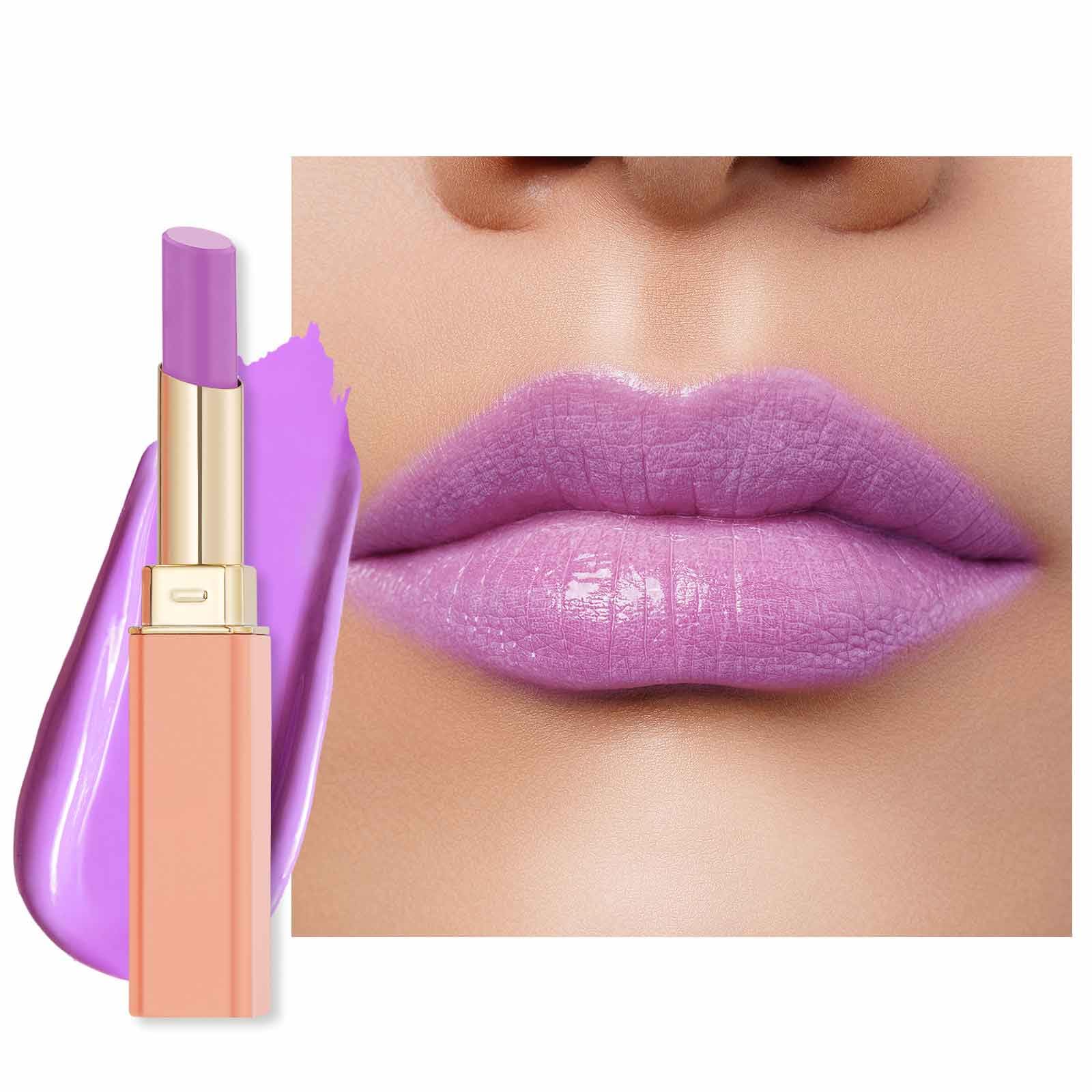 Purple Peach Lipstick - Moisturizing Lip Stick Glossy Tinted Lip Balm, Sheer Shine Juicy Finish, Lightweight and Hydrating Formula for Dry Lip Care, Vegan 2.2g/0.07oz (10)