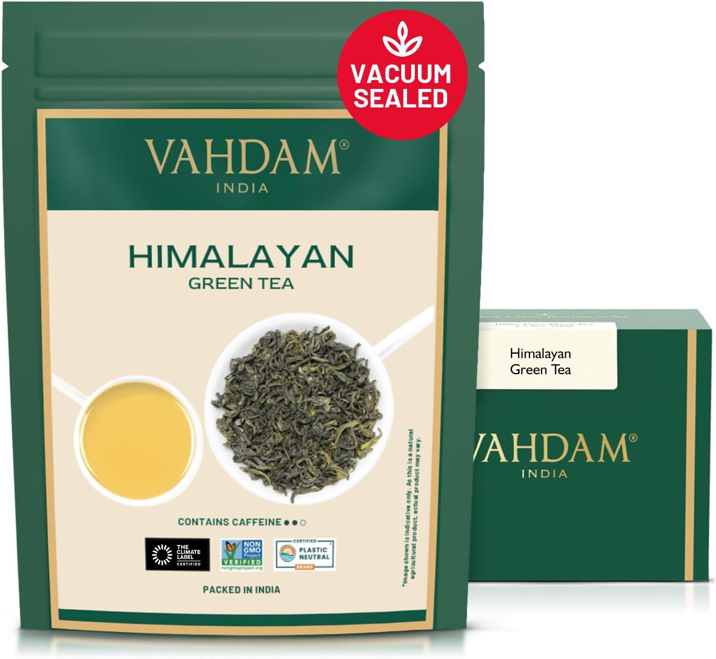 VAHDAM, Himalayan Green Tea Leaves 100g (50 Cups) | High Elevation Grown From Himalayas | Non GMO, Gluten Free | Pure Unblended Single Origin Loose Leaf | Vacuum Sealed