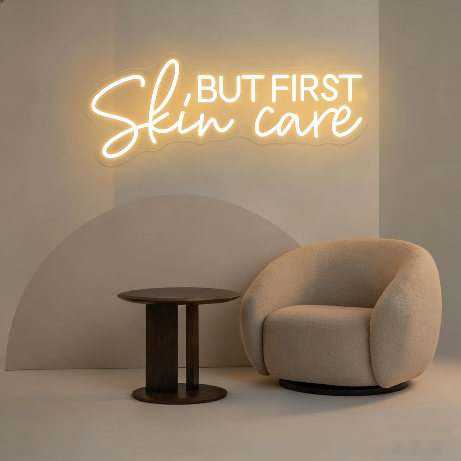 But First Skin Care Warm White Neon Sign Beauty Salon LED Neon Light Signs Skincare Salon Decor Esthetics Center Wall Decor Spa Studio Decor Skincare Wall Sign