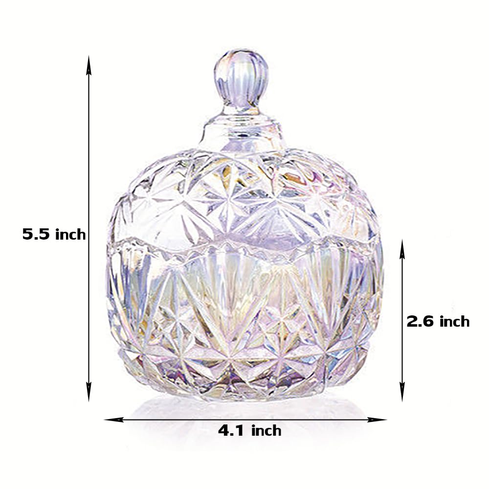 EWEIGEER Colorful Crystal Glass Candy Snack Barrel Storage Jar Embossed Luxury Cookie Buffet Canister With Lids Jewelry Box Jar Biscuit Containers