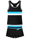 Girls Tankini Swimsuits 2 Pieces Racerback Bathing Suit with Shorts Quick Dry Kids Swimwear