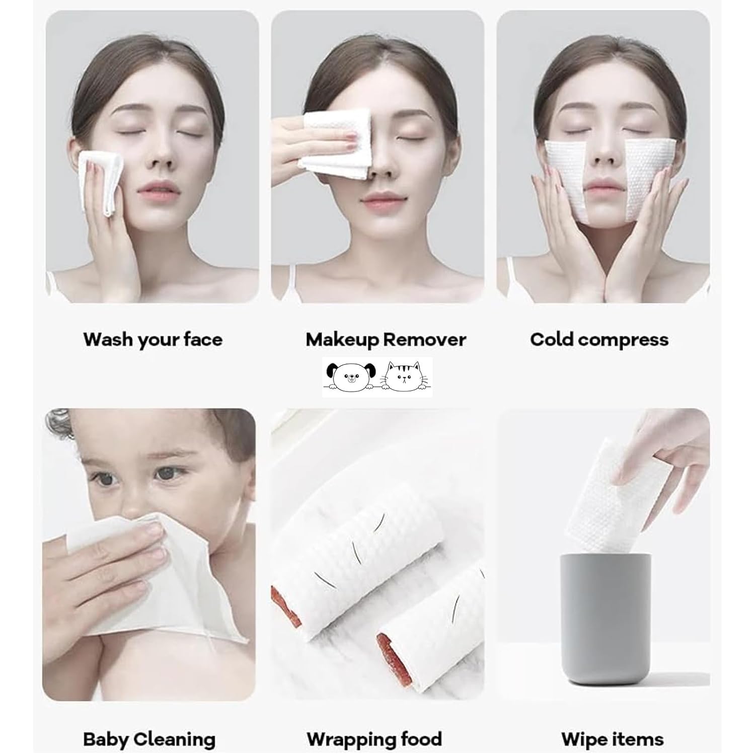 Super Absorbent Clean Towel, Face Towels for Drying, Multi-Purpose Daily Disposable Towels for Wet and Dry Use (6pcs)