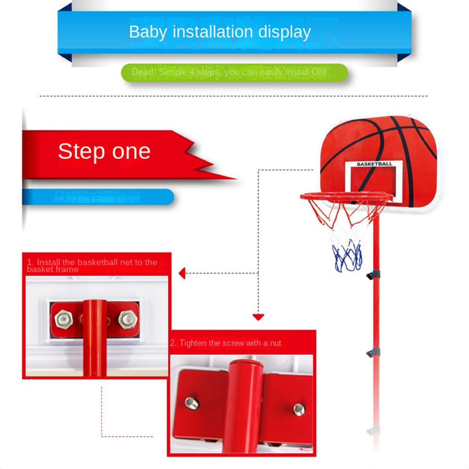 Canasta Baloncesto Infantil Portátil Y Ajustable Con 3 Balones Y Bomba