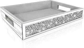 Wocred Mirror Perfume Tray fits Dresser Bedroom,Crushed Diamond Bathroom...