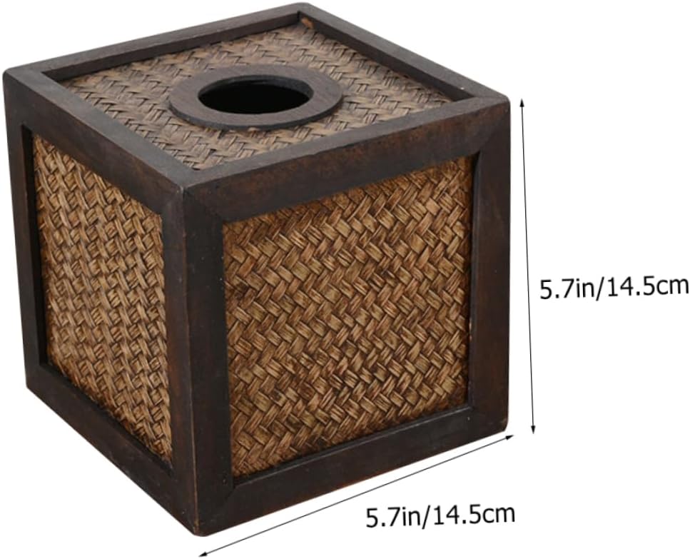 Homoyoyo Bamboo Tissue Box Cover Handwoven Square Decorative Storage Box for Living Room Boho Decor