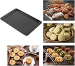 Ensemble de Plaques de Cuisson en Acier au Carbone, 2 Pièces Grandes Plaques à Biscuits Antiadhésives, Noires