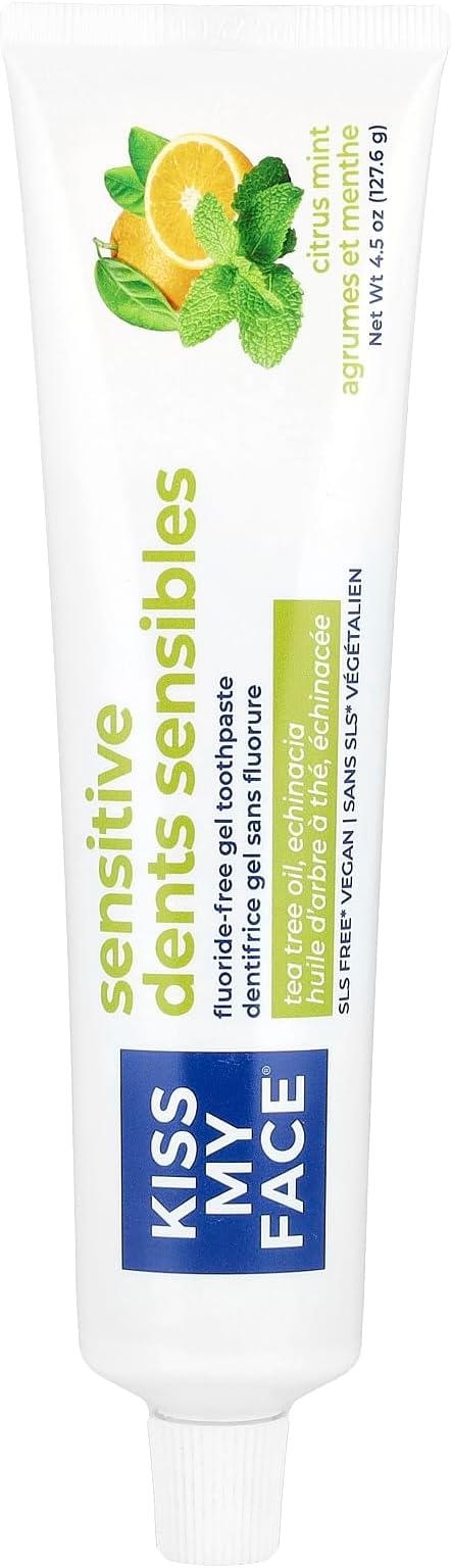 Sensitive Citrus Mint Gel Toothpaste, Reduces Sensitivity, Removes Plaque And Prevents Tartar, With Added Tea Tree Oil, Aloe, And Echinacea, No Artificial Colors Or Flavors, 4.5 Oz
