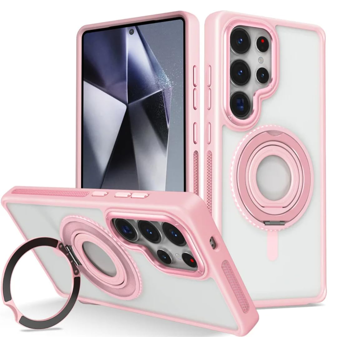 Coque Samsung S23 Plus rose givrée avec support de visionnage intégré - 7