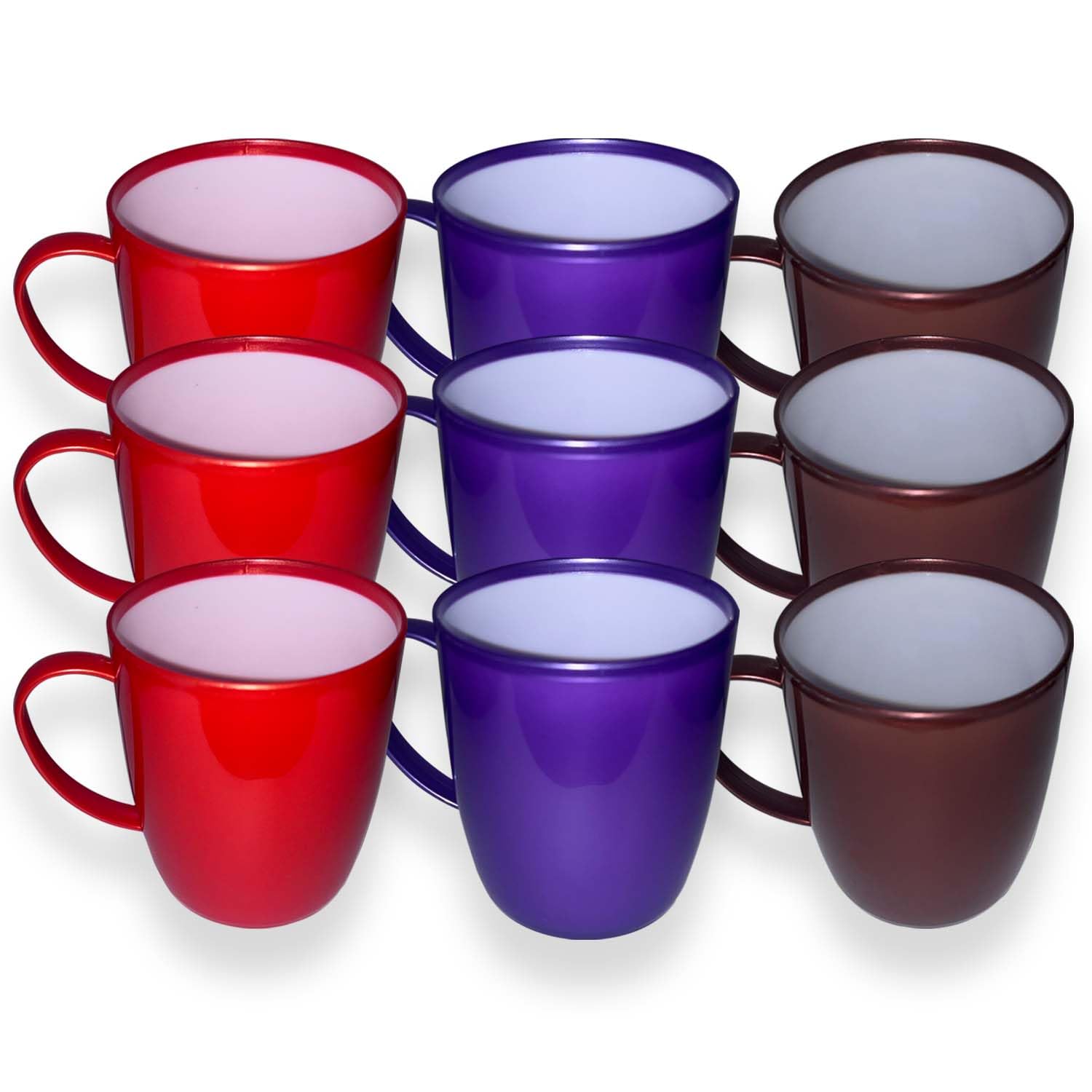 Cennet Plastic Coffee Mug with Handles - Reusable Unbreakable Lightweight Cups for Hot and Cold Tea, Milk, Water, Juice - Picnic, Camping Travel Party, BPA Free (9, Solid) — image 1