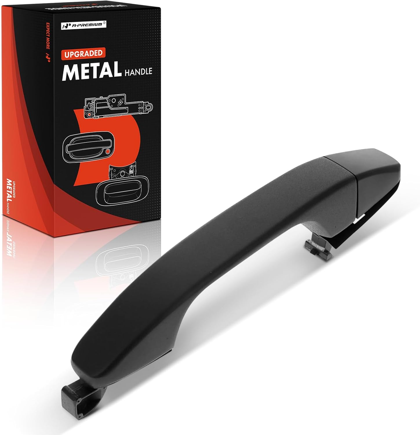 A-Premium Front Passenger Side Upgraded Metal Exterior Door Handle Compatible with Chevrolet Silverado 2500 HD, Tahoe, Suburban & GMC Sierra 1500, Yukon, Without Passive Entry, Textured Black