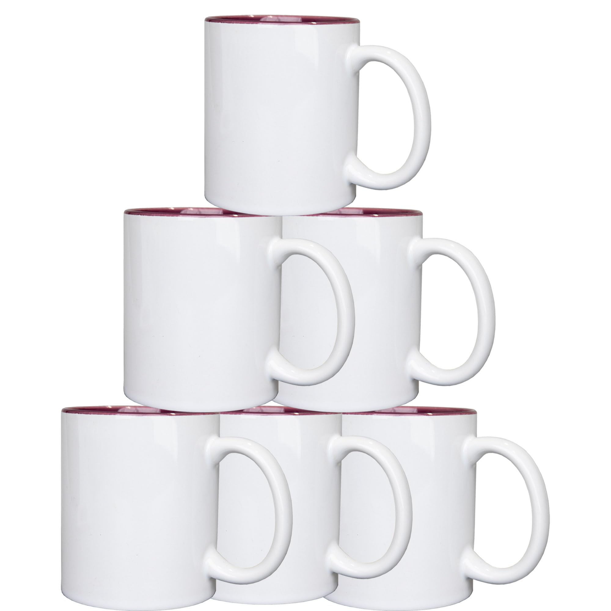 Shatchi White 6Pcs Dual Colour Sublimation Mugs 11Oz - Sublimation Cups Coated Cup Heat Press Printing Tea Coffee Mugs Personalise Gift