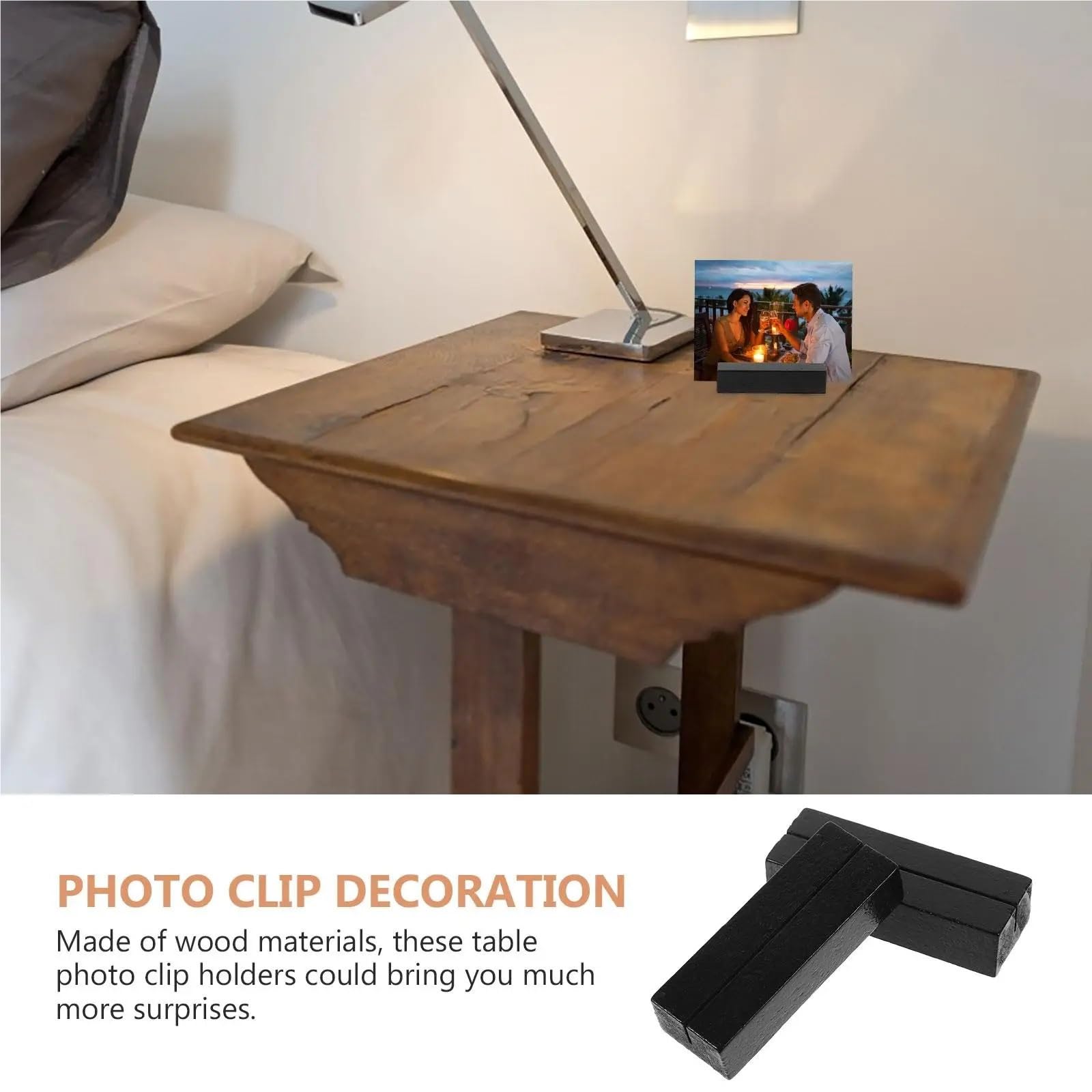 Lot de 80 porte-cartes de visite ornementaux pour table de salle à manger avec clip en bois (kaki)