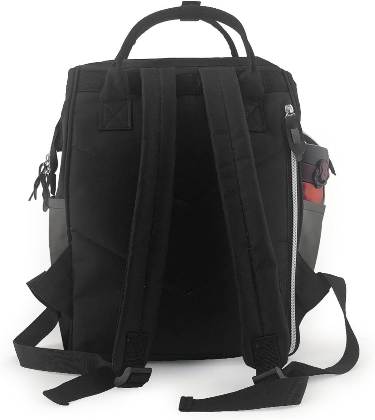 Dark Gray Gradient Geometric Mesh Diaper Bag Backpack for Women, Large Capacity Waterproof Travel Bag with Stroller Straps