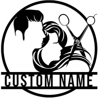 Personalized Hair Dresser Metal Sign, Powder Room Signage, Custom Hairstyle Decor, Custom Hair Stylist Name Sign, Woman Face Beauty Center Metal Wall Decor, Gift for Her (Style-3)