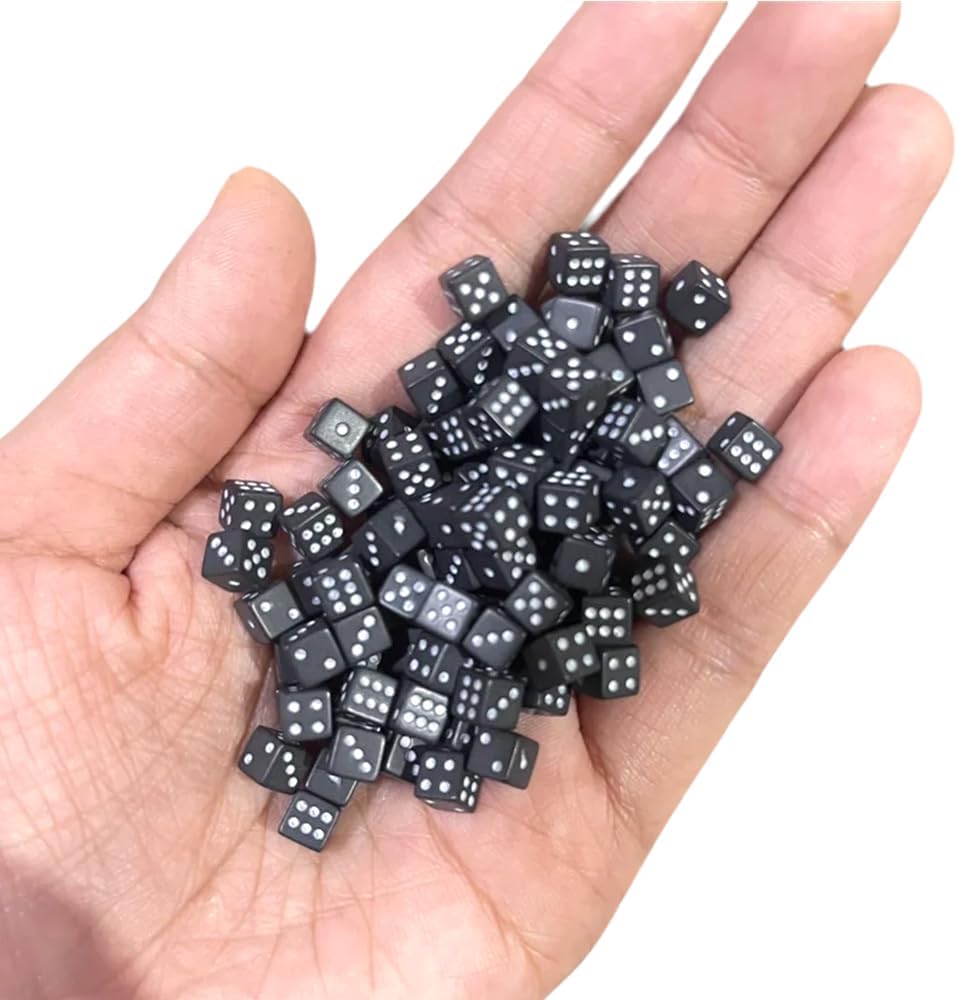 100PCS Mini dice Solid Black Super Small Assorted 1/5" 5mm D6 Mini Dice Game Dot Square Dice Set