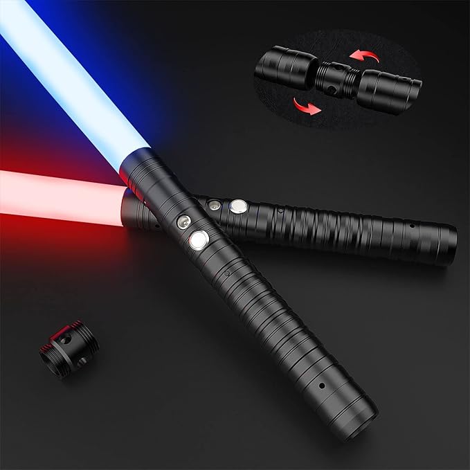 Oueyes Lightsaber 2 Pack Metal Hilt Light Saber RGB 7 Colors Changeable