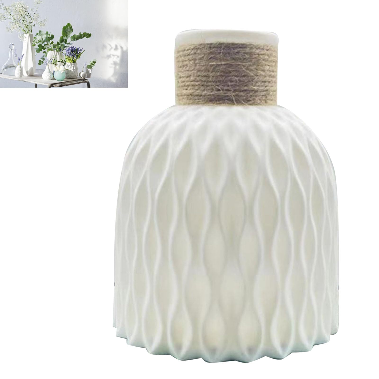 Florero Moderno Decoración del Hogar, Flores Decorativas Estante Decoración Florero Estilo Minimalista Florero Ondulado Florero para Mesas Centros De Mesa Decoración del Hogar (Blanca)