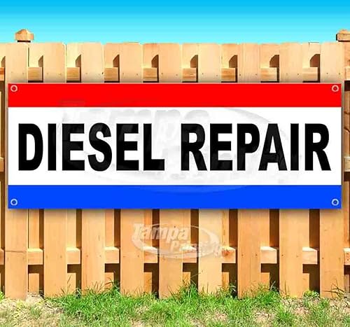 Cartel de reparación de diésel de 13 onzas, sin tela, vinilo resistente de una sola cara con ojales de metal