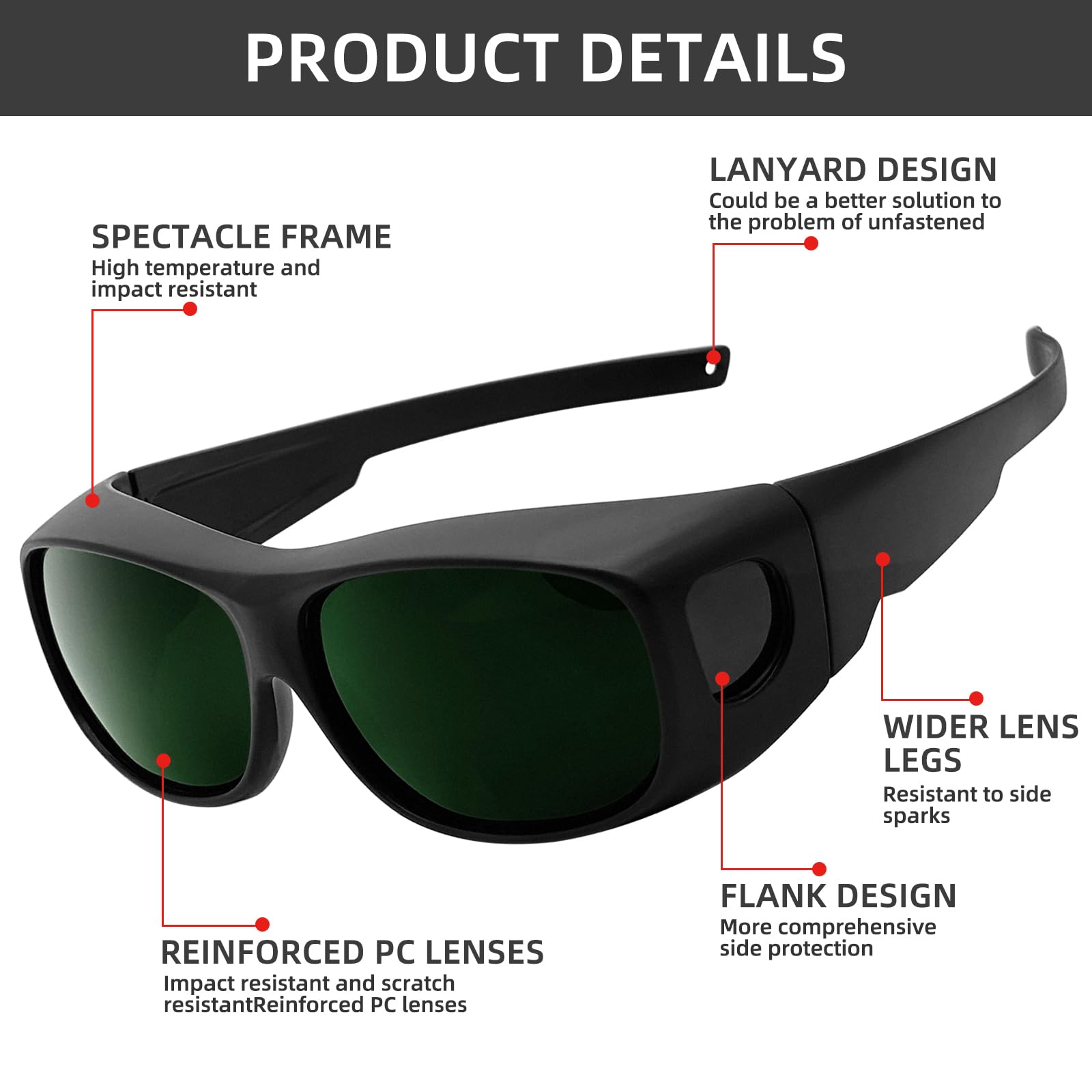 Welding Occhiali di sicurezza Shade 5.0 Lens UV/polvere/antivento resistenti agli urti occhiali protettivi per uomini e donne – 7 pezzi