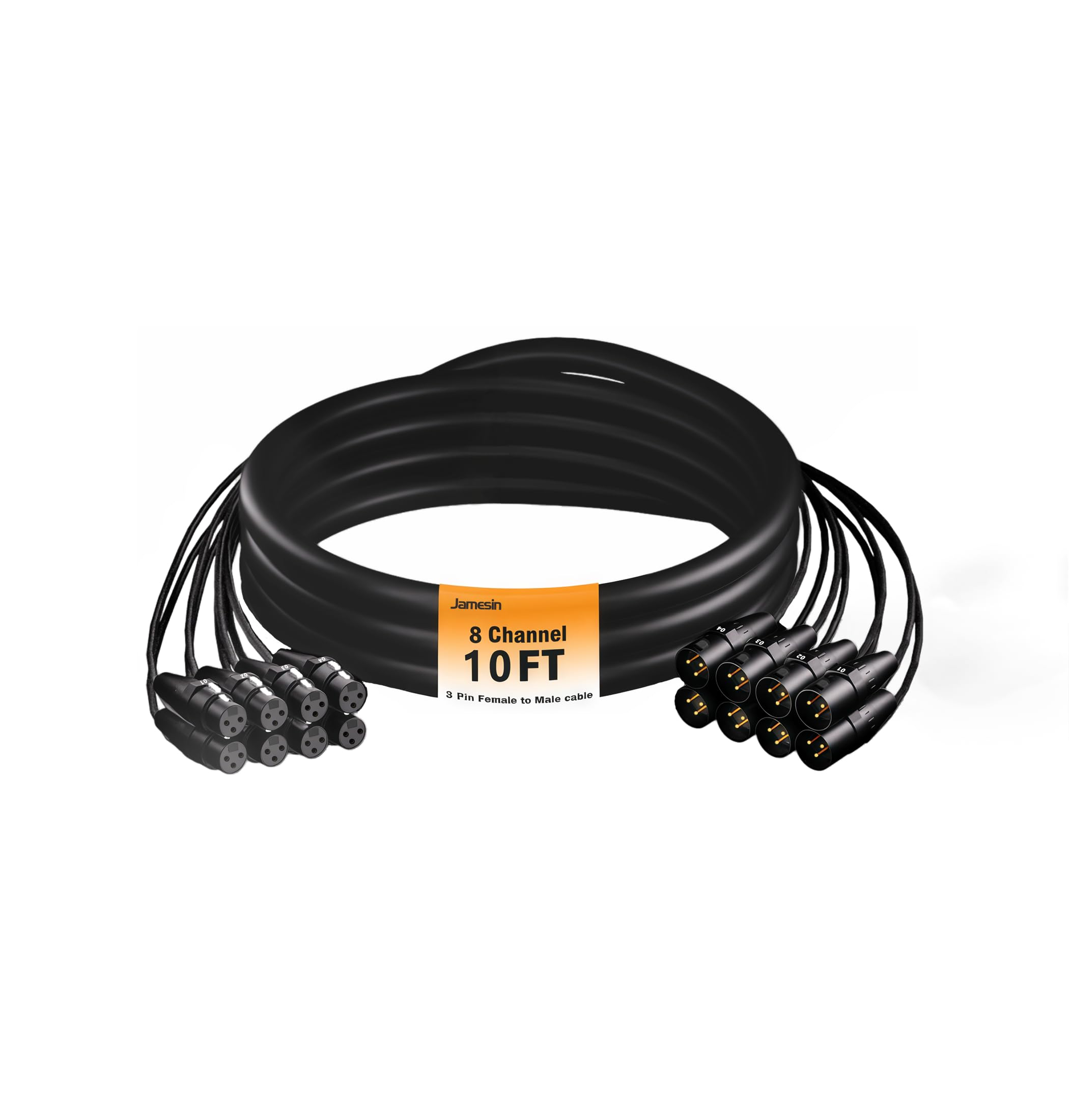 Jamesin 8-K-XLR-Kabel, 3 m, männlich auf weiblich, Schlangenkabel mit digitalem Etikett und geflochtenem Kern, Mikrofon-Audiokabel für Bühnen- und Aufnahmestudio, kann mit jedem Gerät verwendet