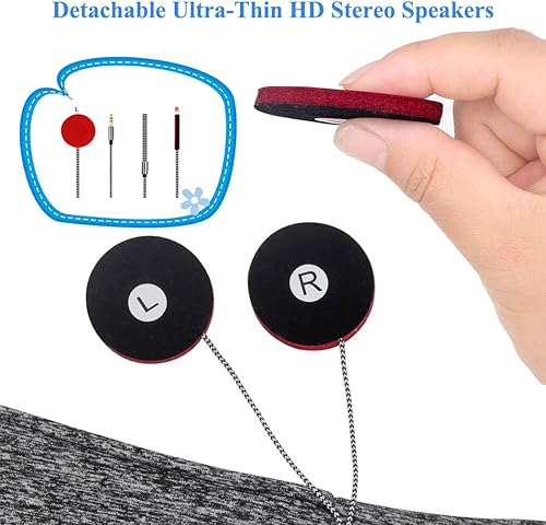 Miniatura 6 de Audífonos para dormir y calentadores de oídos, diadema y orejeras con altavoces estéreo HD ultrafinos para deportes al aire libre, correr, siesta,