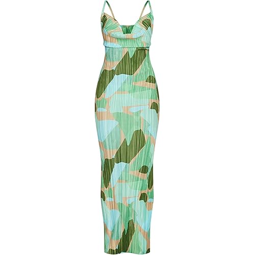 Cowl Neck Dress Sexy Strap Shoulder Pleated Maxi Dresses Summer Wedding Guest Dresses for Women