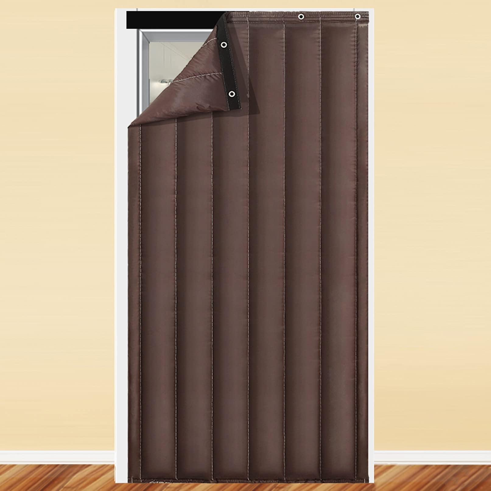 Rideaux de porte occultants et isolants thermiques - Rideau de porte coulissante en verre portable et antibruit, idéal pour chambre d'enfant, cloison de séparation, garage, contre-fenêtre - 1 pannea