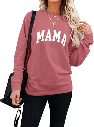 LEEDYA Mama Graphic Sweatshirt for Women Cute Long Sleeve Pullover Sweater