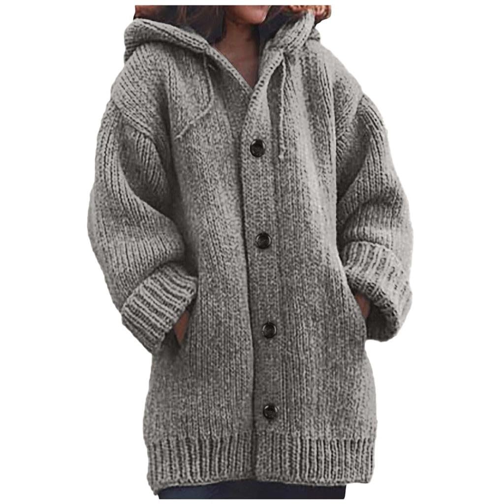 QI_LIANG Fall Business Cool Outwear Ladys Long Sleeve Nice Long with Pocket Coat Printing Collarless Slim Knitted Overcoat Ladys