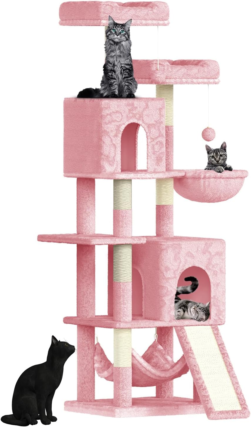 158cm Cat Tree Tall Cat Tower with Scratching Posts/ Hammock for Indoor Cats