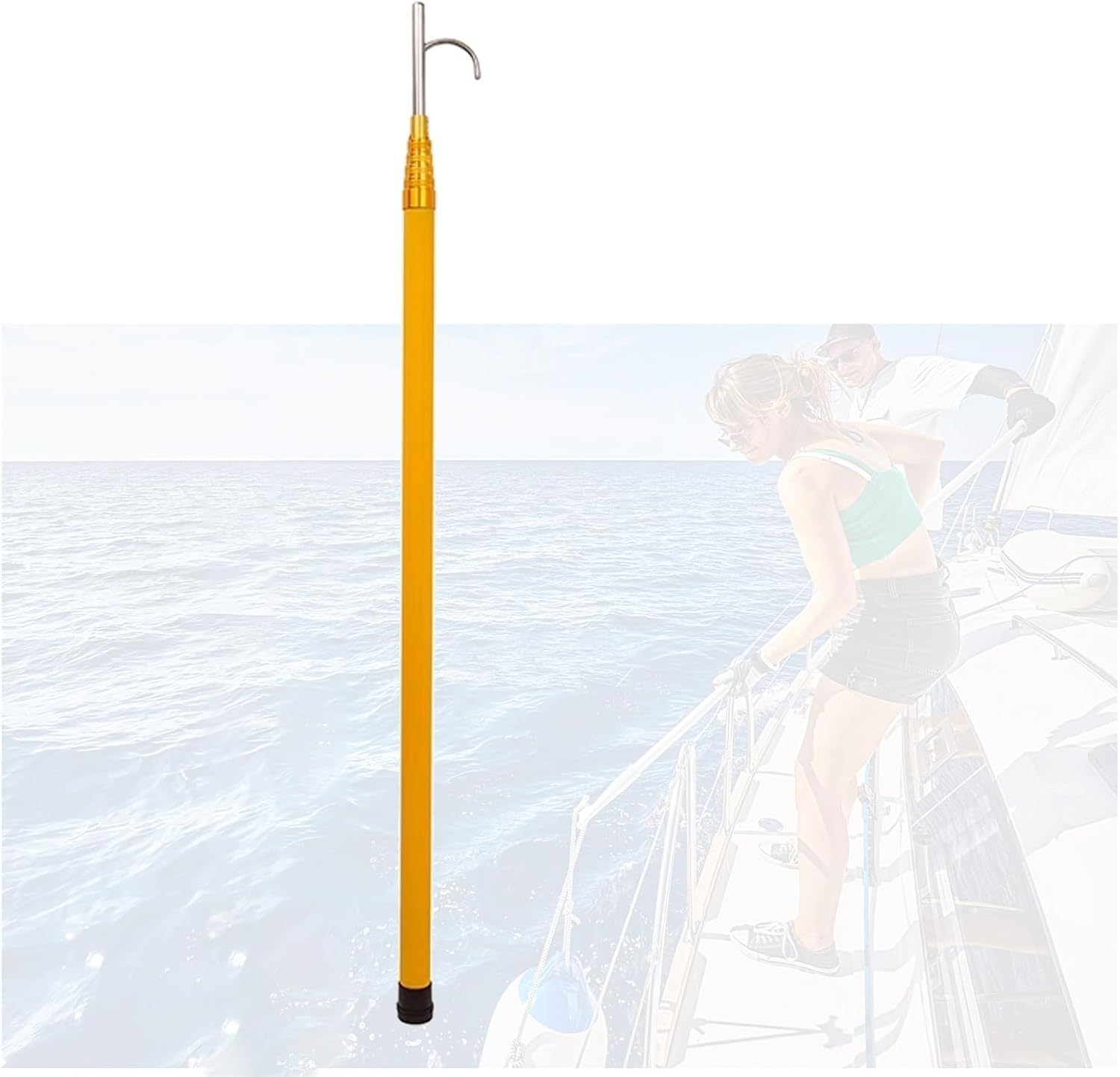 Palo di Salvataggio, Asta telescopica di Salvataggio in Acqua con Gancio - Asta di Salvataggio in Fibra di Vetro con Ganci in Acciaio Inossidabile, Attrezzatura di Estensione Nautica per Bar