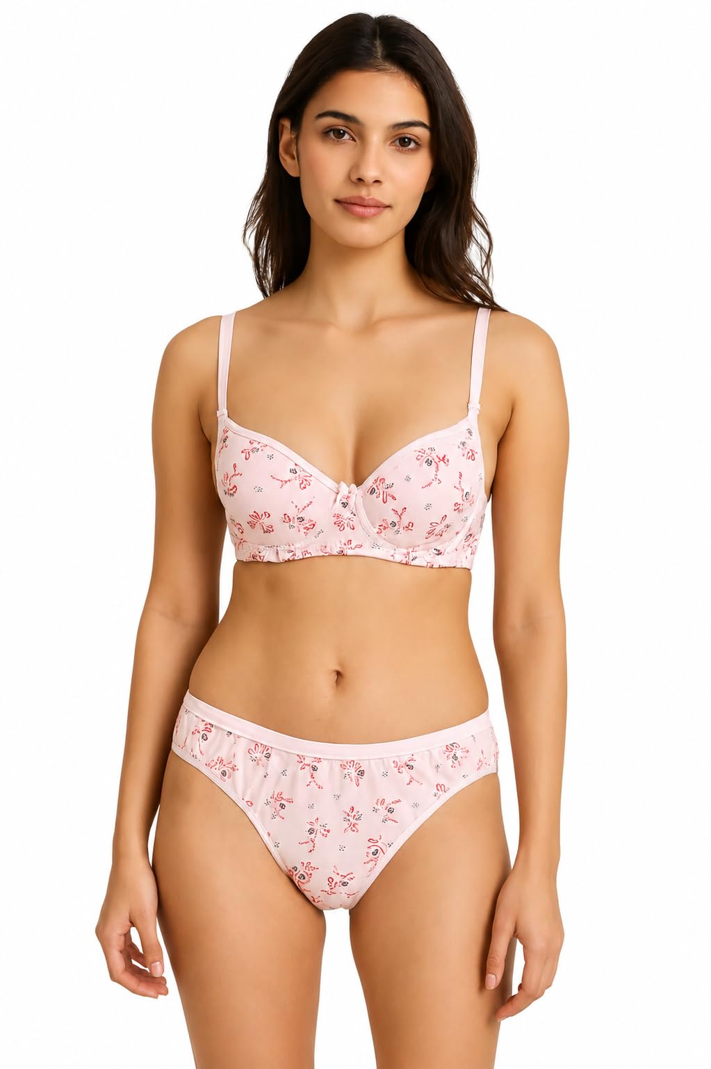 Paaru Women's Floral Print Bra and Panty Set, Non-Wired, Full Coverage, Comfortable Lingerie-picture-33