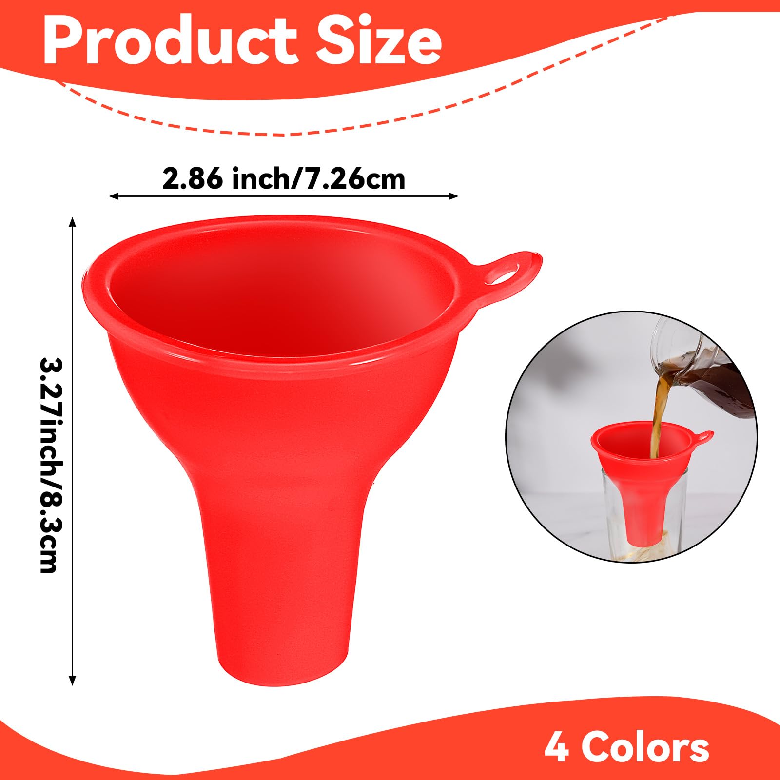ElevateTech 4Pcs Funnels for Kitchen Use Filling Bottles Silicone Funnel Wide Mouth Funnel Multi Color Flexible Condiment Funnel Kitchen Gadgets Accessories for Filling Water Bottle Liquid Transfer