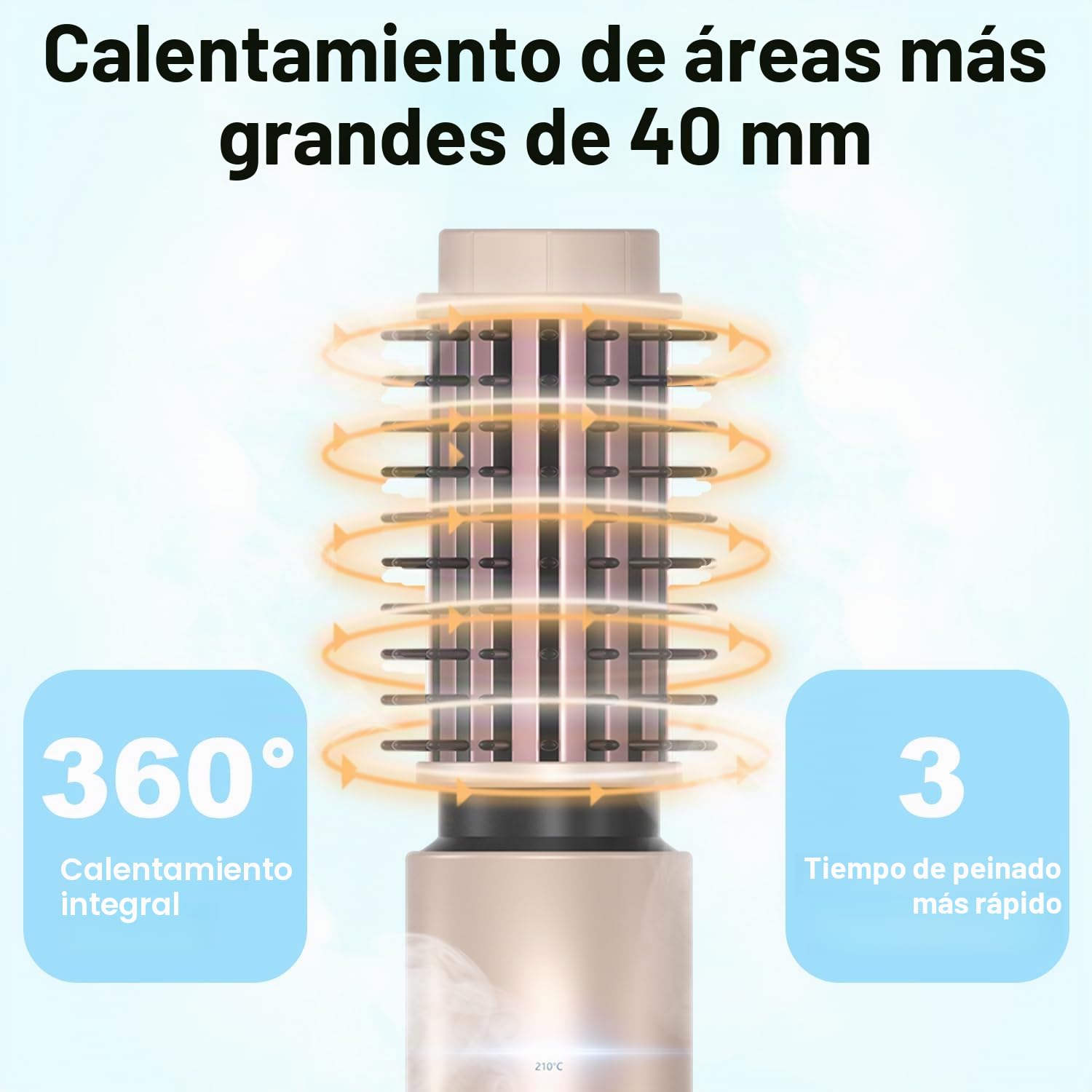 Cordless Curling Brush, rizador y alisador portátil 3 en 1 con 4 ajustes de temperatura, 7000 mAh Travel USB Charger Curling Iron Riza, desenreda, alisa y peina el cabello (Dorado)