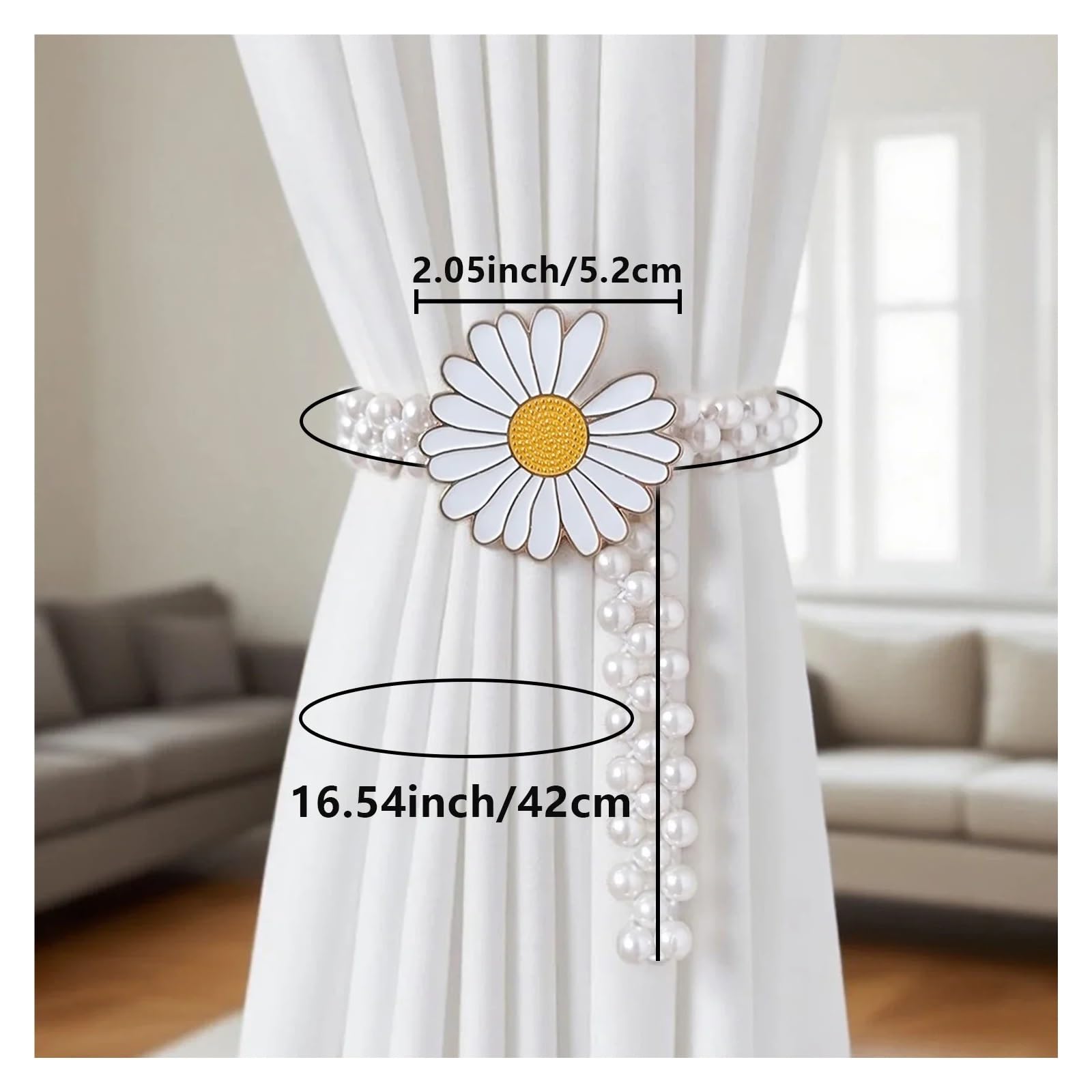 Embrasse pour Rideaux Embrasses de Rideaux fenêtre Salon en Perles, Bandes élastiques réglables for Chambre à Coucher, Bureau, décoration d'intérieur(3pcs)