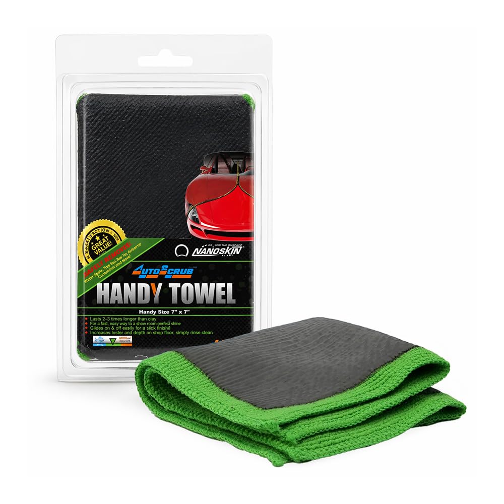 Nanoskin AUTOSCRUB Surface Prep Handy Towel 7” x 7” - Patented Clay Bar Replacement Tool to Remove Embedded Contaminants Before Wax & Coating | Safe for Painted Surface, Glass, Plastic, Metal & More