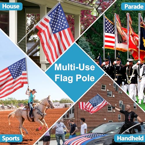 Feblomst Portable Flag Pole, 6 Ft White Flag Poles for 3x5 Flags Outdoor, American Flag with Pole for Outside, Handheld Flagpole Kit for Carry Use, Parade, Guide, Extendable by Feblomst - Image 7