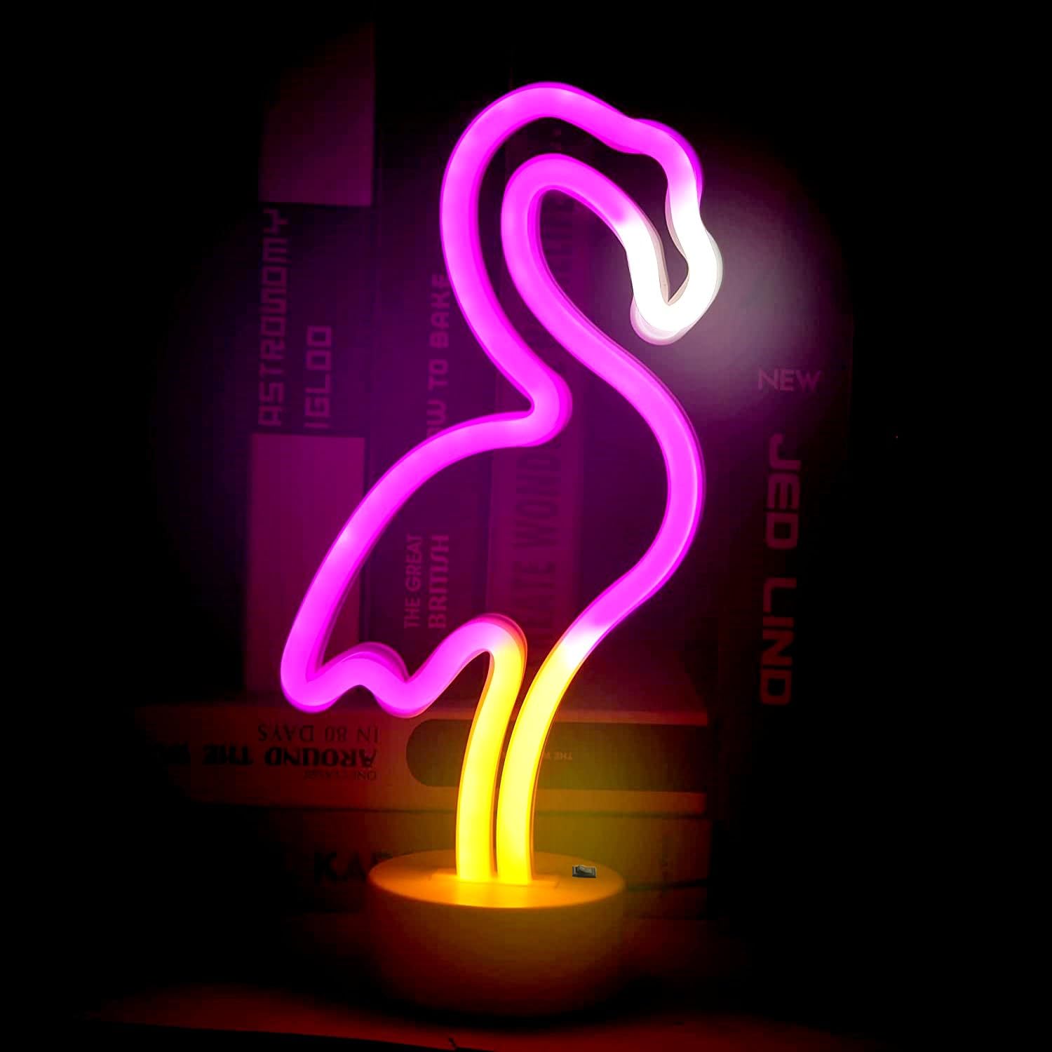 HFHungkeong LED Neon Night Sign Neon Light Art Lamp Table Living Room Bar Restaurant Office Valentine's Day Festvial Holiday Birthday Party Wedding Decoration USB Powered （Flamingo）