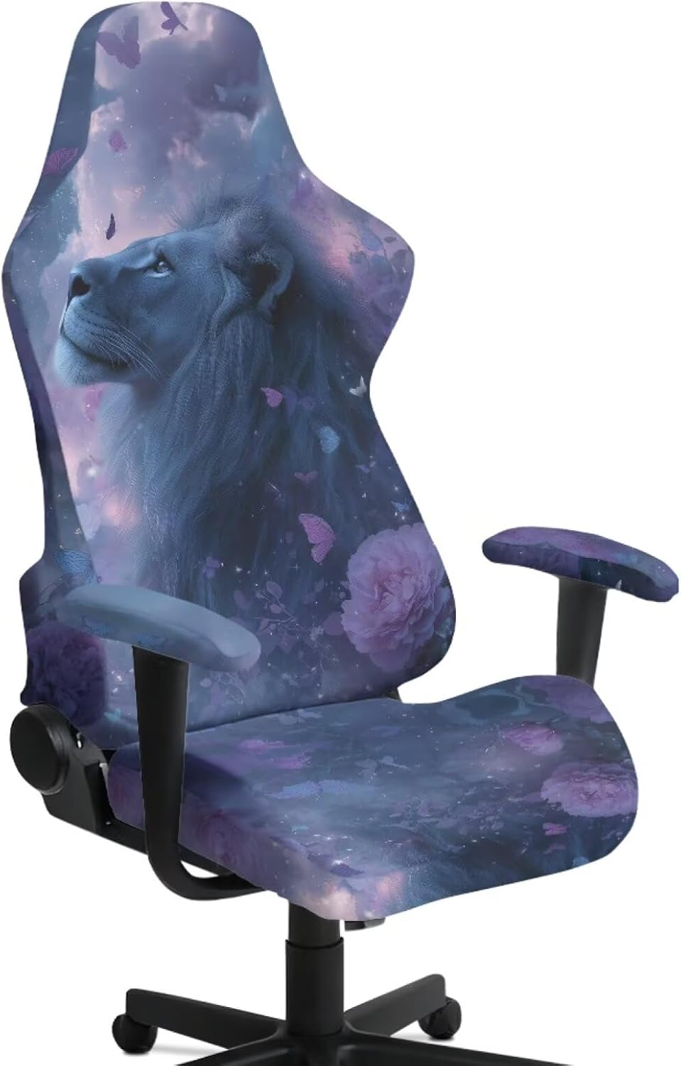 Vintage Butterfly Star Print Gaming Chair Slipcovers with Non-Slip Armrest Covers Anti-Dust Gamer Chair Covers Stretchable Swivel Boss Armchair Protector Cover