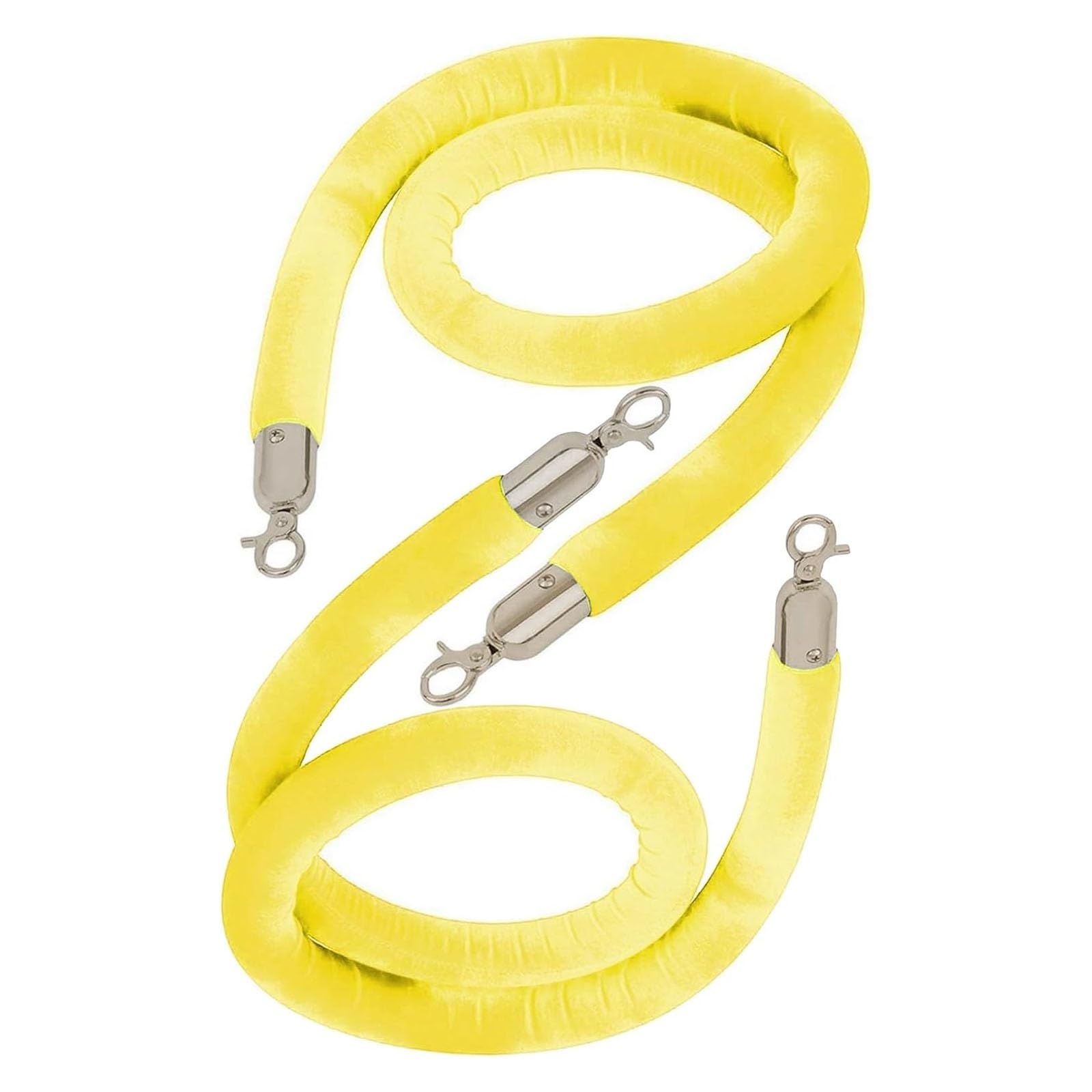 Barrier Rope, Velvet Crowd Control Rope with Clasps, for Queue Divider(Yellow,7ft/215cm)