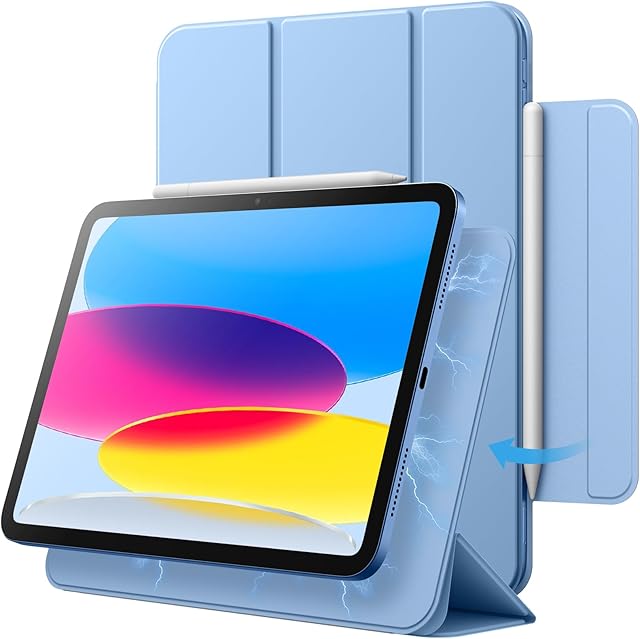 JETech Magnetic Etui na iPad 10 (10,9 Cala, Model 2022, 10. Generacja), Mocowanie Magnetic, Smukły Slim Case Automatycznego Budzenia/Snu (Niebieski)