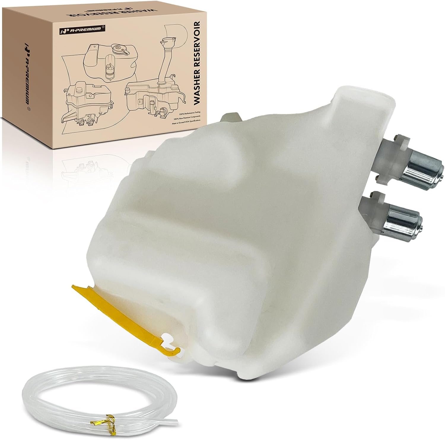 A-Premium Windshield Washer Reservoir Compatible with Select Jeep Models - TJ Series Wrangler 2003 2004 2005 2006, with (Washer Pump/Cap/Hose) - Replace# 5096345AAPFM