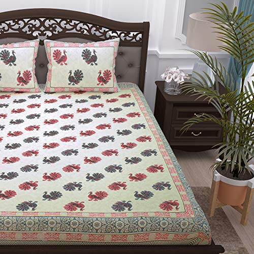 Image of Story@Home Pandora Collection 152 TC 100% Cotton Double Bedsheet with 2 Pillow Covers (90 X 108 Inch, White & Pink)