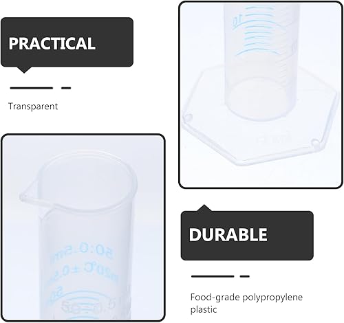 Miniatura 3 de Cilindro graduado de plástico, cilindro de medición transparente, frasco de tubo de ensayo de laboratorio de laboratorio de líneas de medición de 2