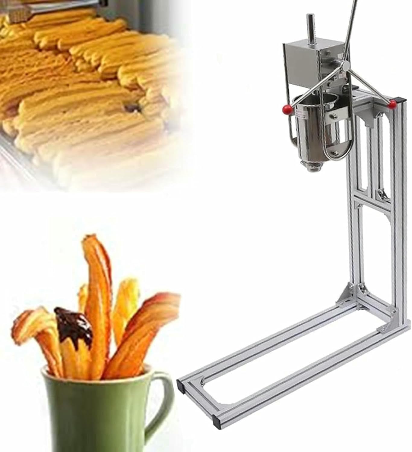 Commercial Manual Spanish Churros Making Machine Donut Machine Stainless Steel Vertical Filling Machine Dessert Making Machine Hand Crank Latin Fruit Machine~/