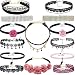 Tpocean 14 Pcs Gothic Punk Crystal Rhinestone Boho Style Velvet Tattoo Lace Collar Cute Choker Necklace Set