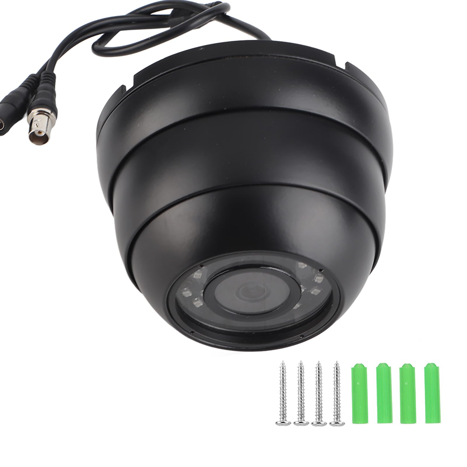 Telecamera di sorveglianza a cupola 1080p HD CCTV Visione notturna 120 gradi grandangolare leggera per autobus auto barca (Nera)